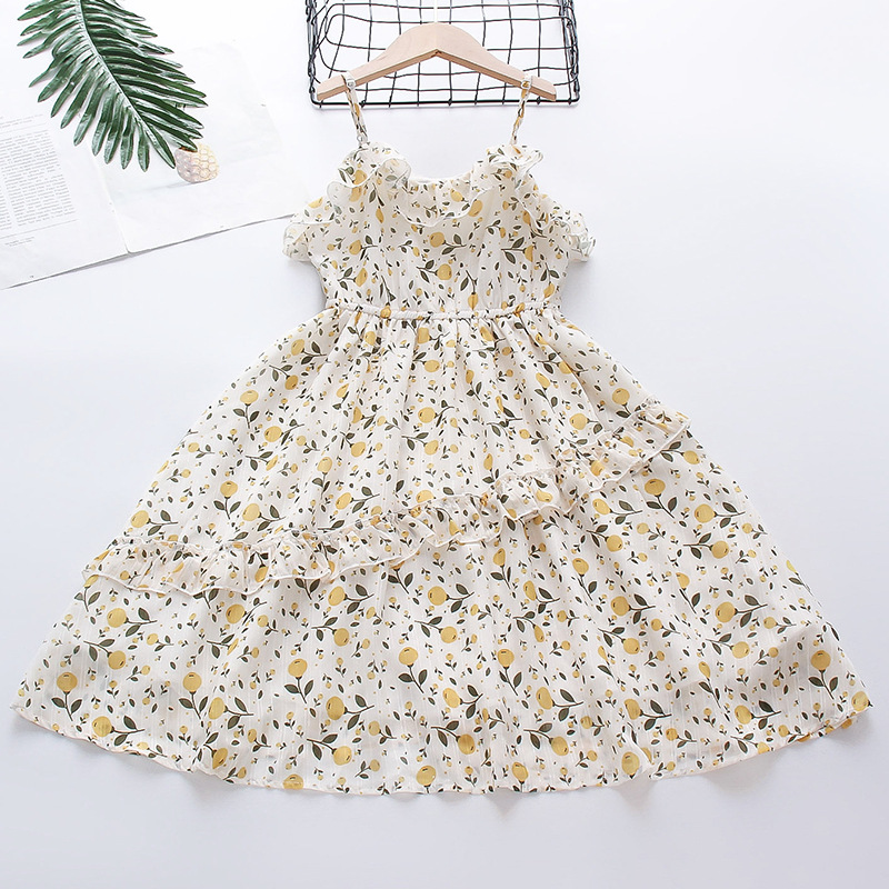 Kids Long Dresses For Girls Floral Princess Dresses Chiffon Dress Summer Sundress Beach Wear 2-12 T