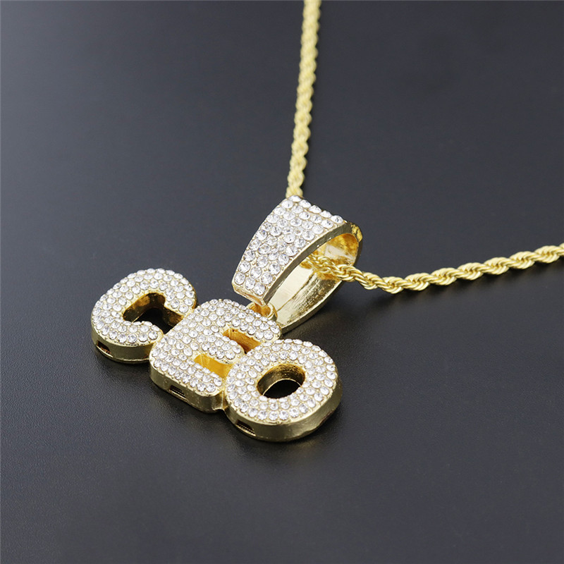 Hip Hop Letter CEO Pendant Necklaces For Women Men Cubic Zircon Miami Cuban Chain  Jewelry Gift