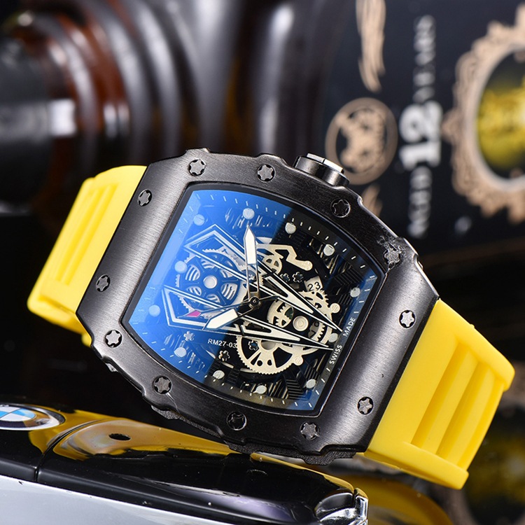 Richard Luxury Men Watches Quartz Designer Silicone Automati Strap Red Black Hot Selling Waterproof
