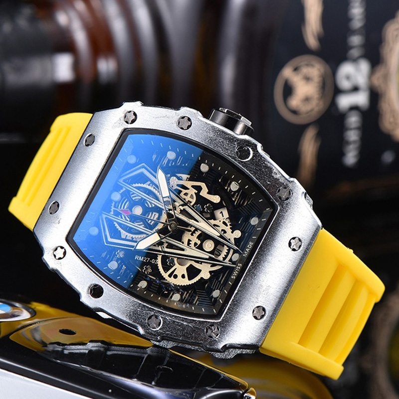 Richard Luxury Men Watches Quartz Designer Silicone Automati Strap Red Black Hot Selling Waterproof