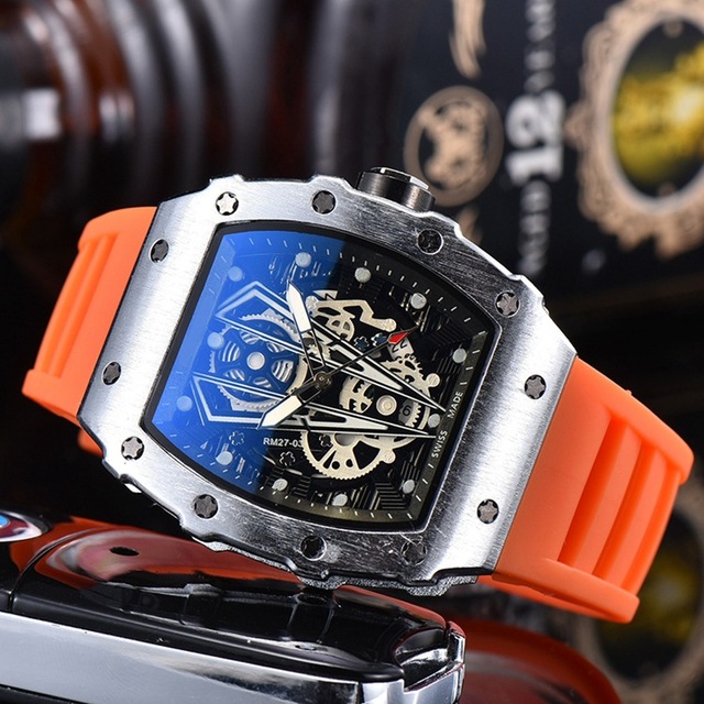 Richard Luxury Men Watches Quartz Designer Silicone Automati Strap Red Black Hot Selling Waterproof