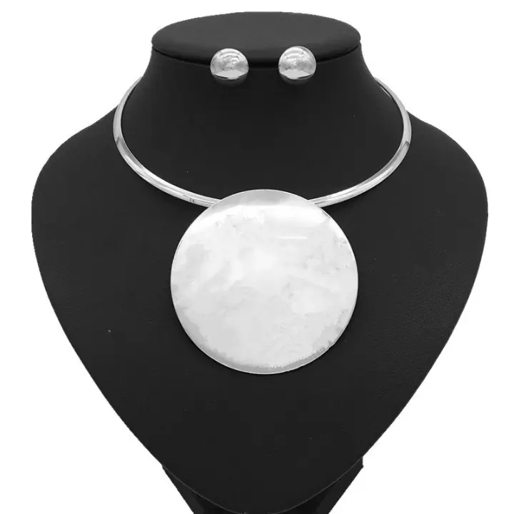 Bridal necklace set   Exaggerated alloy wafer pendant ornaments