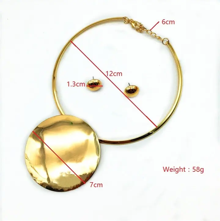 Bridal necklace set   Exaggerated alloy wafer pendant ornaments