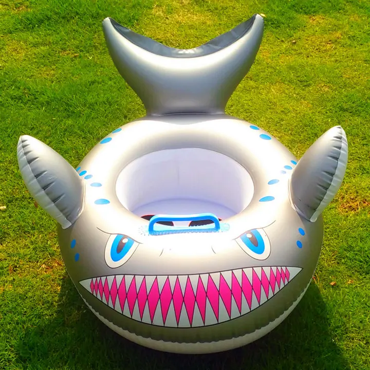 Inflatable shark boat Children's swimming rings  Silver baby swim ring with handle sitting circle
