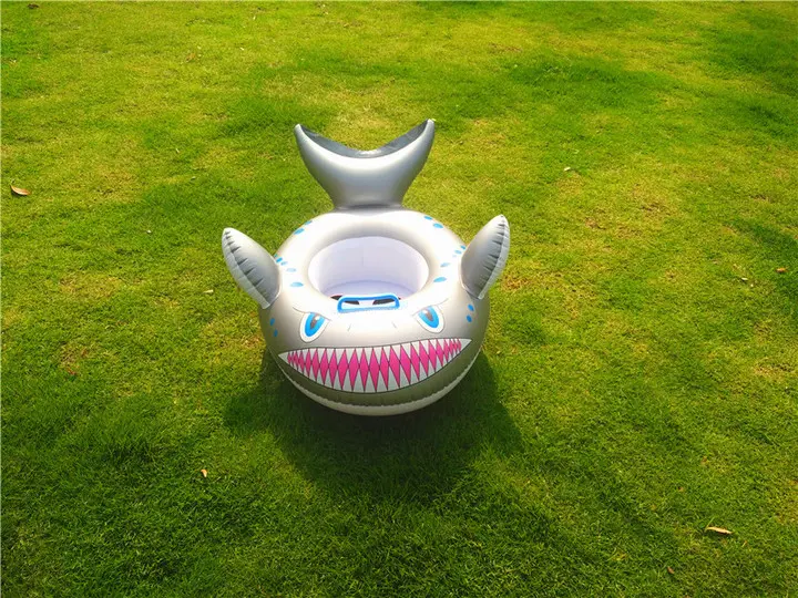 Inflatable shark boat Children's swimming rings  Silver baby swim ring with handle sitting circle