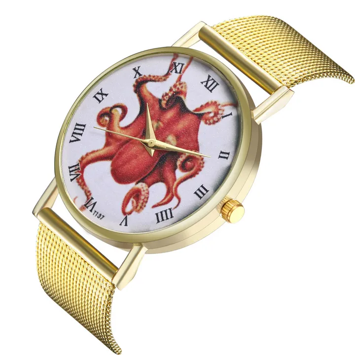 Watch golden Mesh belt strap Men's watch Quartz watch Fashion watches