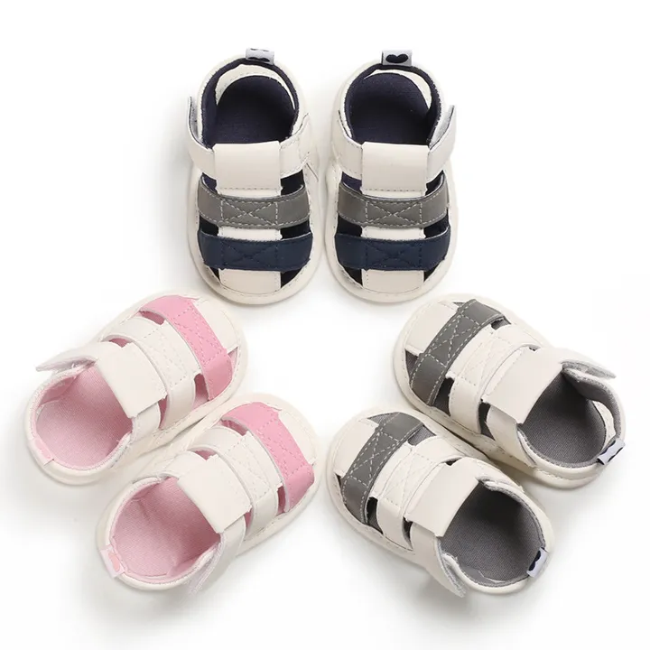 2022 Baby Summer Shoes Newborn Infant Baby Girl Boy Kids Crib Shoes Soft Sole Solid Hook Causal Anti Slip First Walkers 0-18M