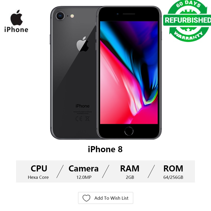 Refurbished phone iphone 8 256GB +2GB 12MP+7MP 4.7 inch apple mobile with fingerprint iphone8