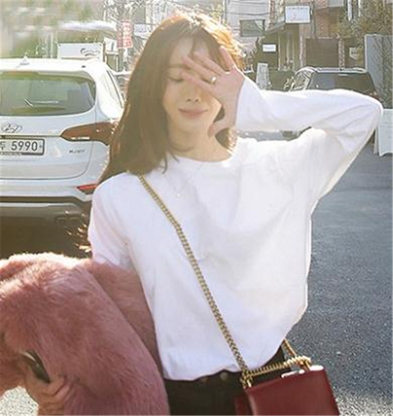 Women's Clothes 2019 new white long-sleeved t-shirt clothes loose wild student small shirt tide