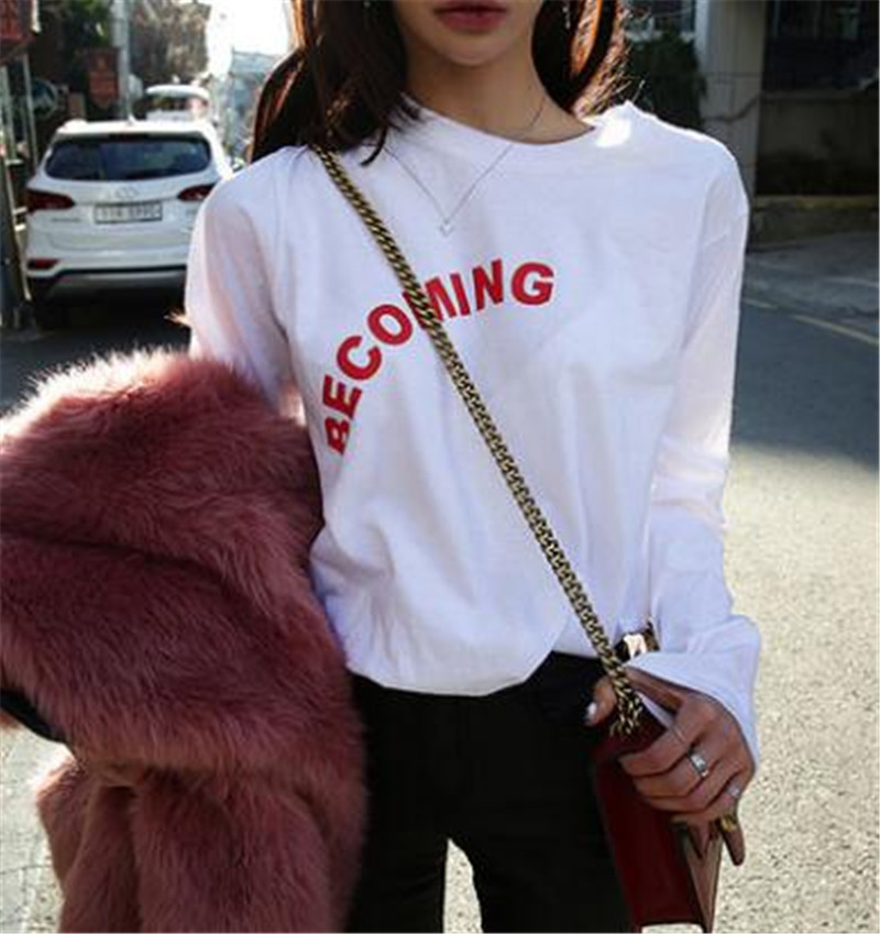 Women's Clothes 2019 new white long-sleeved t-shirt clothes loose wild student small shirt tide