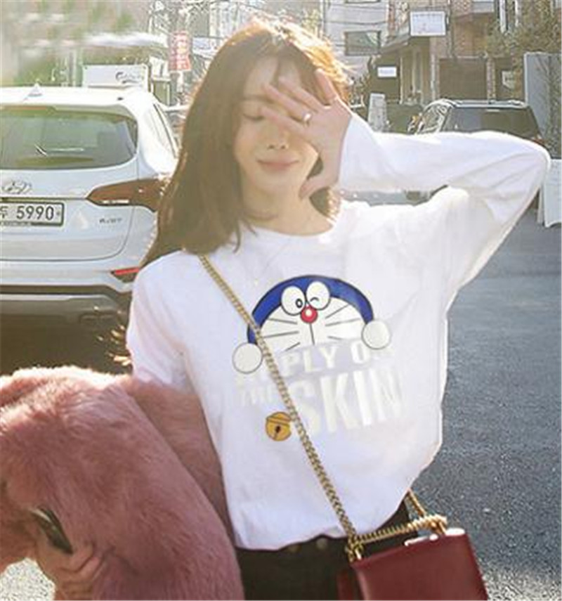Women's Clothes 2019 new white long-sleeved t-shirt clothes loose wild student small shirt tide