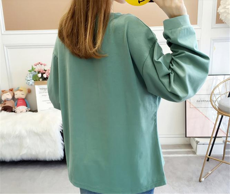 Women's Clothes 2019 new fat mm long-sleeved T-shirt large size fat sister loose thin cover belly