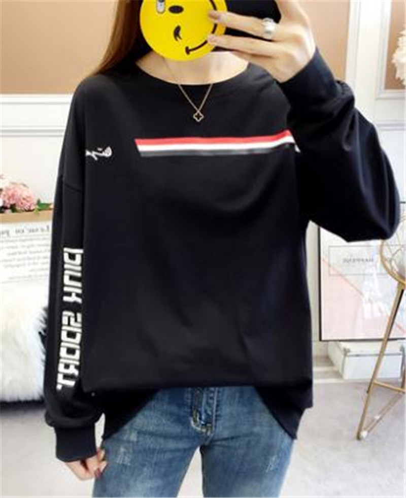Women's Clothes 2019 new fat mm long-sleeved T-shirt large size fat sister loose thin cover belly
