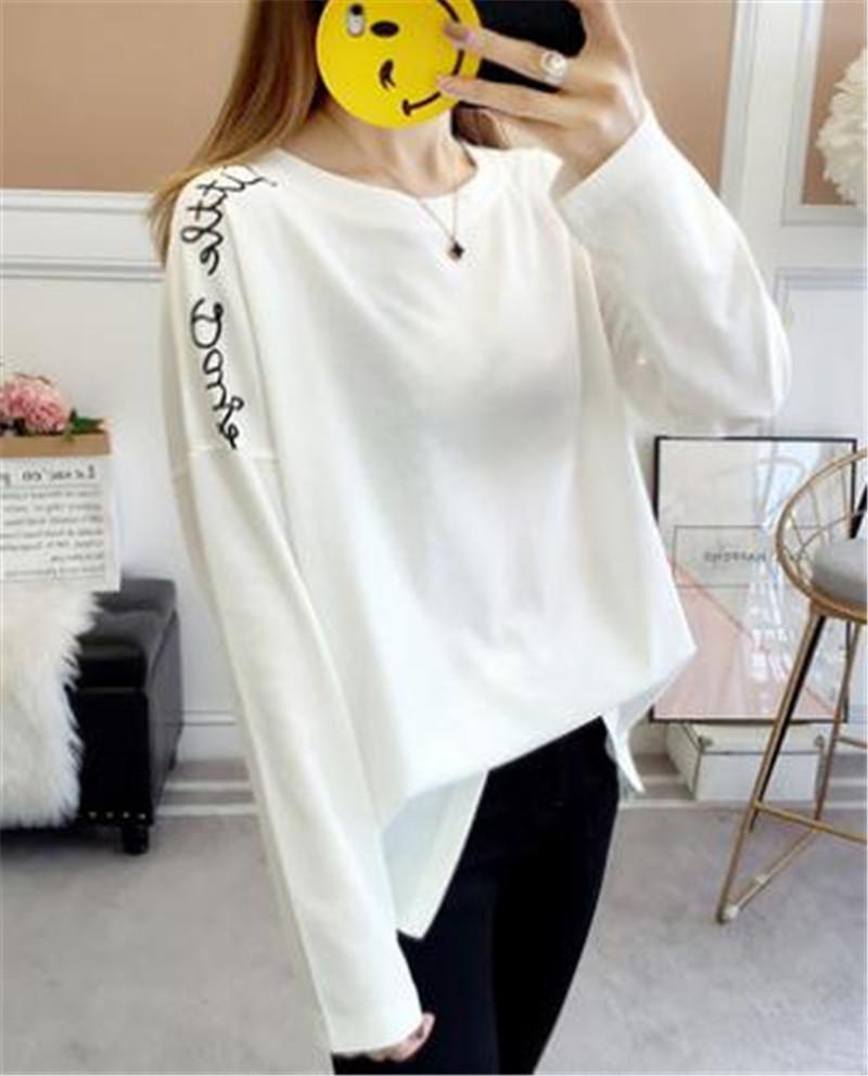 Women's Clothes 2019 new fat mm long-sleeved T-shirt large size fat sister loose thin cover belly