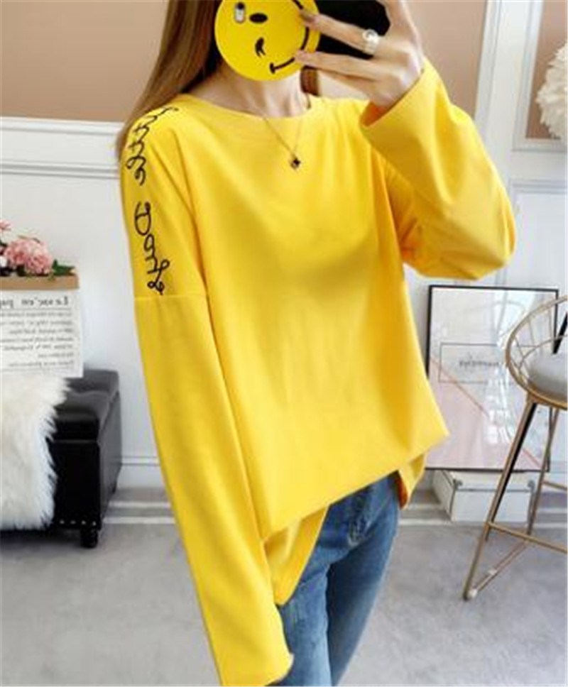 Women's Clothes 2019 new fat mm long-sleeved T-shirt large size fat sister loose thin cover belly