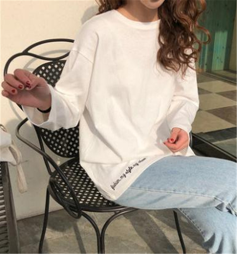Women's Clothes Chic long-sleeved t-shirt female loose student wild solid color inside the bottoming