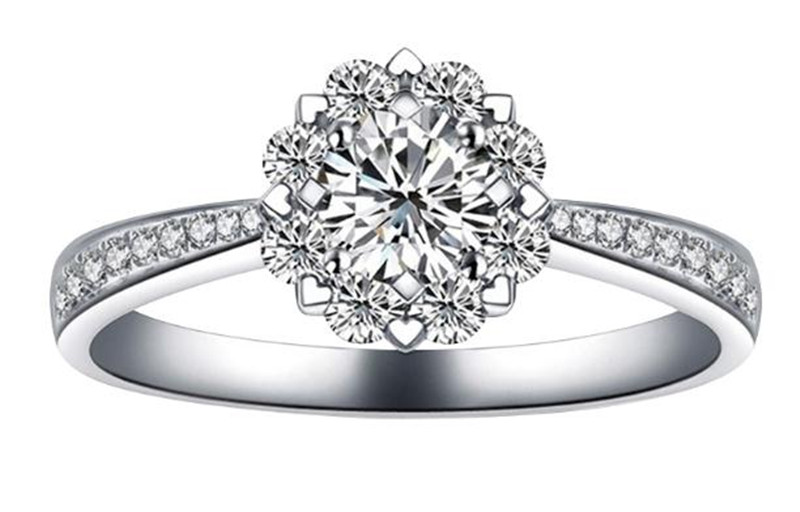 Simulation Diamond Ring 925 Sterling Silver Diamond Wedding Crystal Female