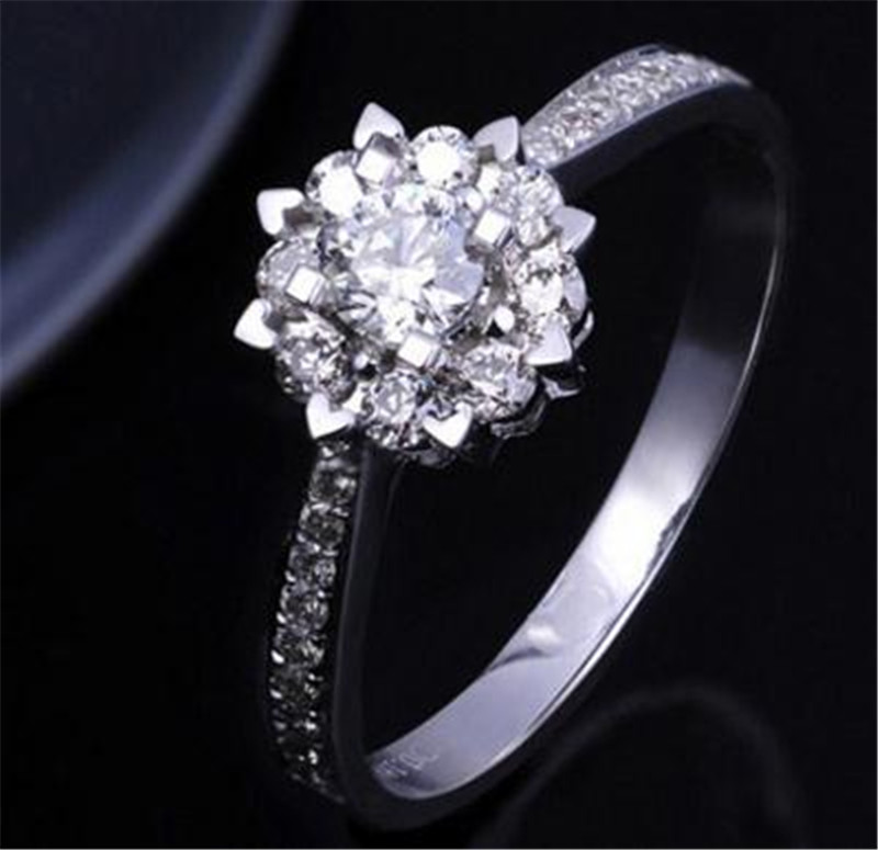 Simulation Diamond Ring 925 Sterling Silver Diamond Wedding Crystal Female