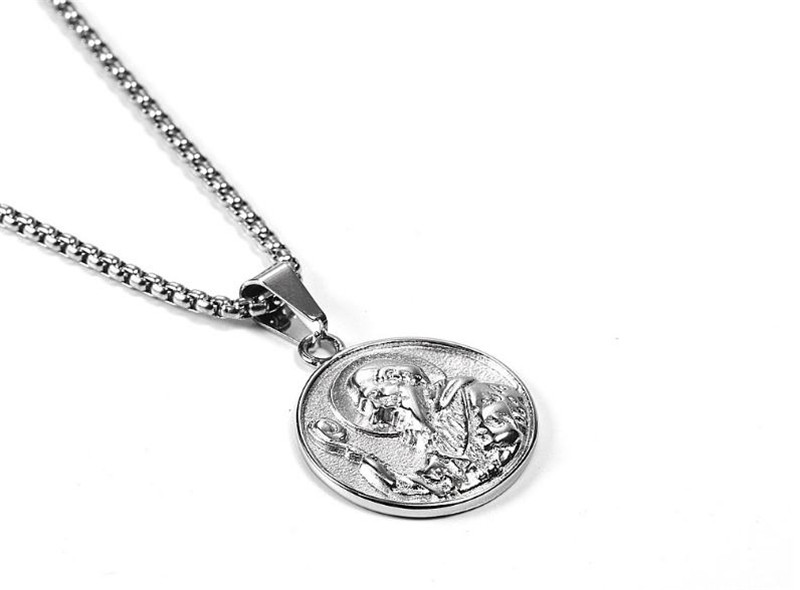 European and American hiphop rap necklace Saint Benedict badge tag men and women pendant