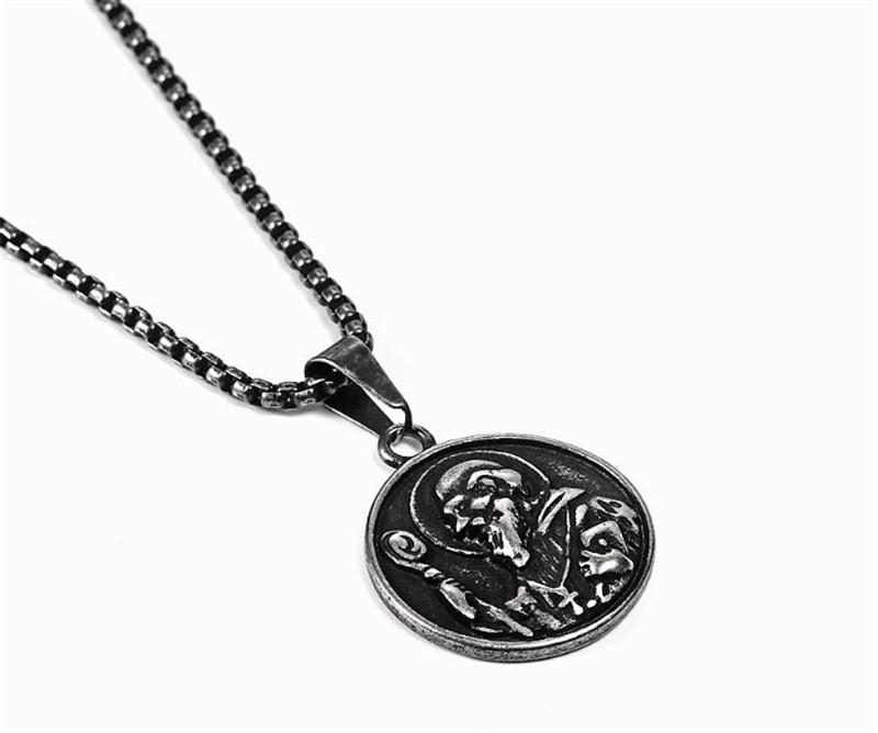 European and American hiphop rap necklace Saint Benedict badge tag men and women pendant