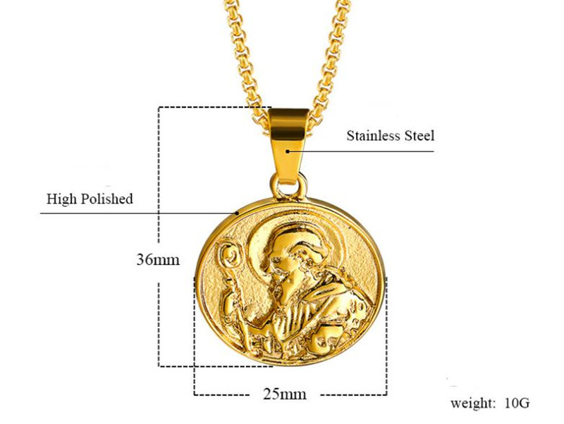 European and American hiphop rap necklace Saint Benedict badge tag men and women pendant