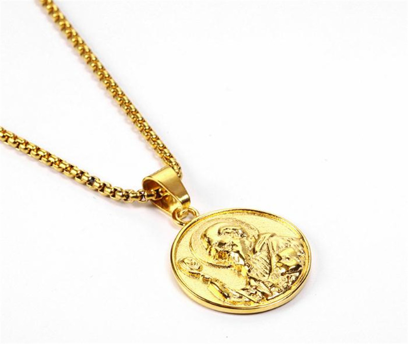 European and American hiphop rap necklace Saint Benedict badge tag men and women pendant