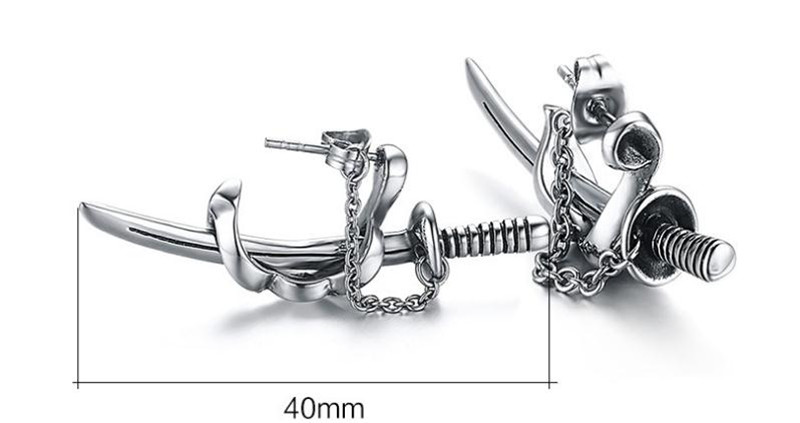 New listing Punk style men's sword earrings Trendy men's earrings Fashion gifts