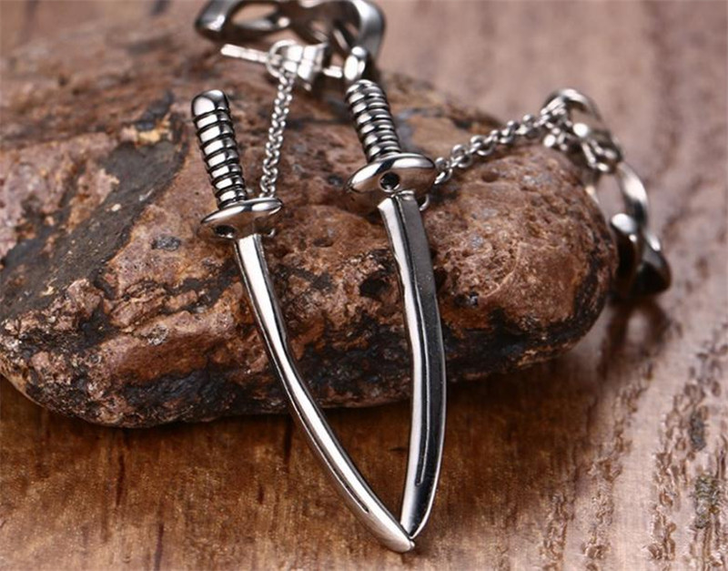 New listing Punk style men's sword earrings Trendy men's earrings Fashion gifts