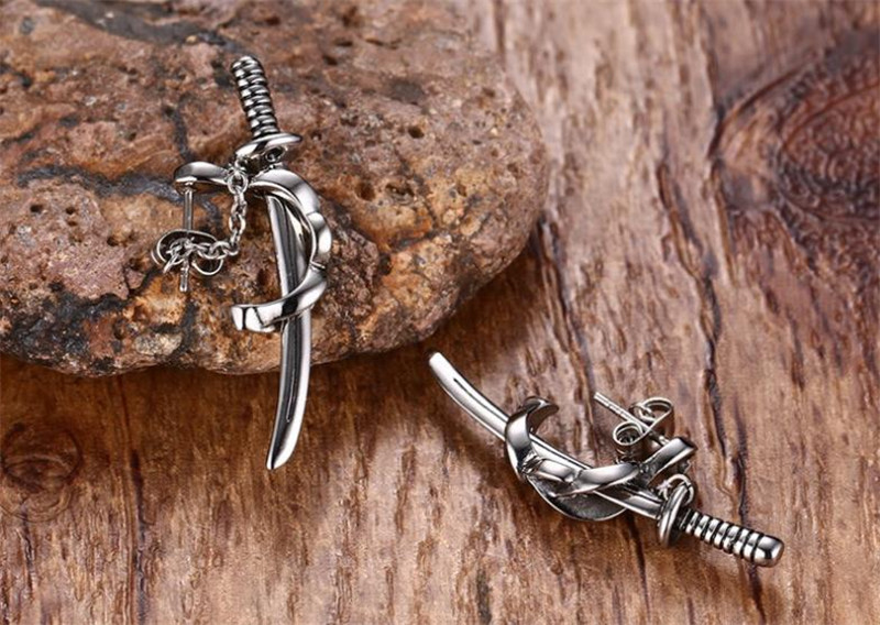 New listing Punk style men's sword earrings Trendy men's earrings Fashion gifts