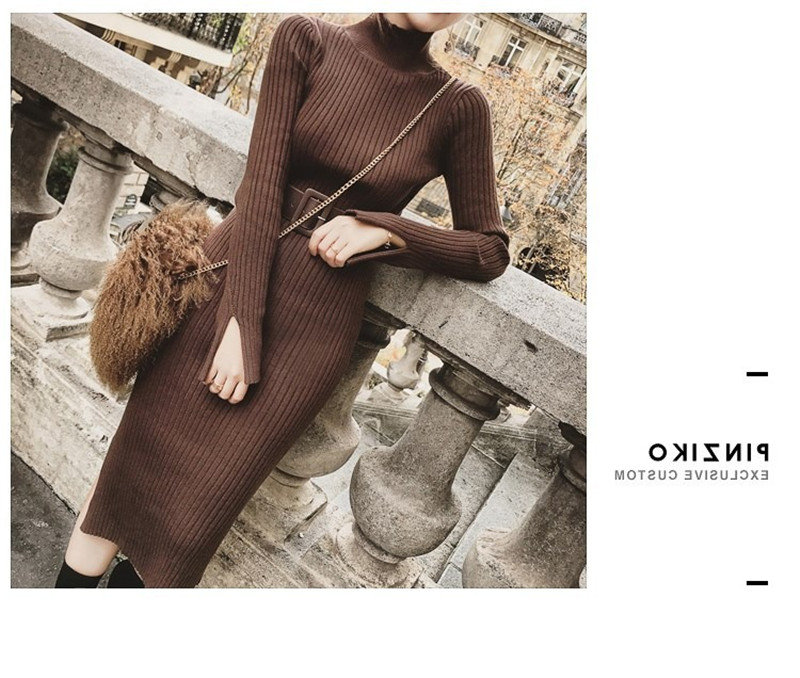 Autumn and winter long sweaters dresses women's bottoming shirts sweater skirts jackets elastic