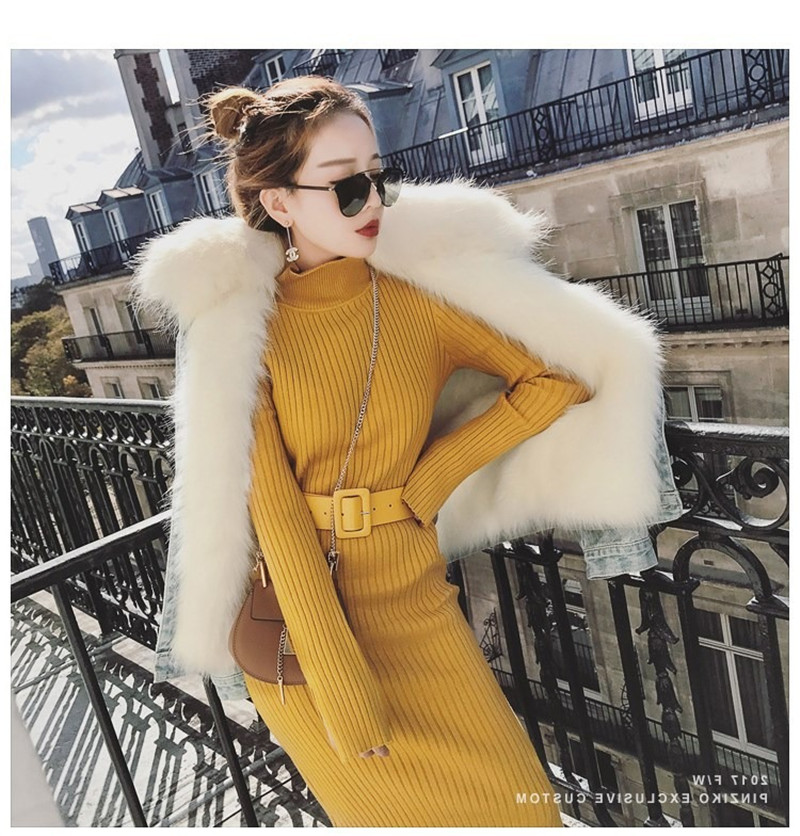 Autumn and winter long sweaters dresses women's bottoming shirts sweater skirts jackets elastic
