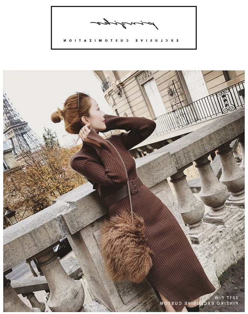 Autumn and winter long sweaters dresses women's bottoming shirts sweater skirts jackets elastic