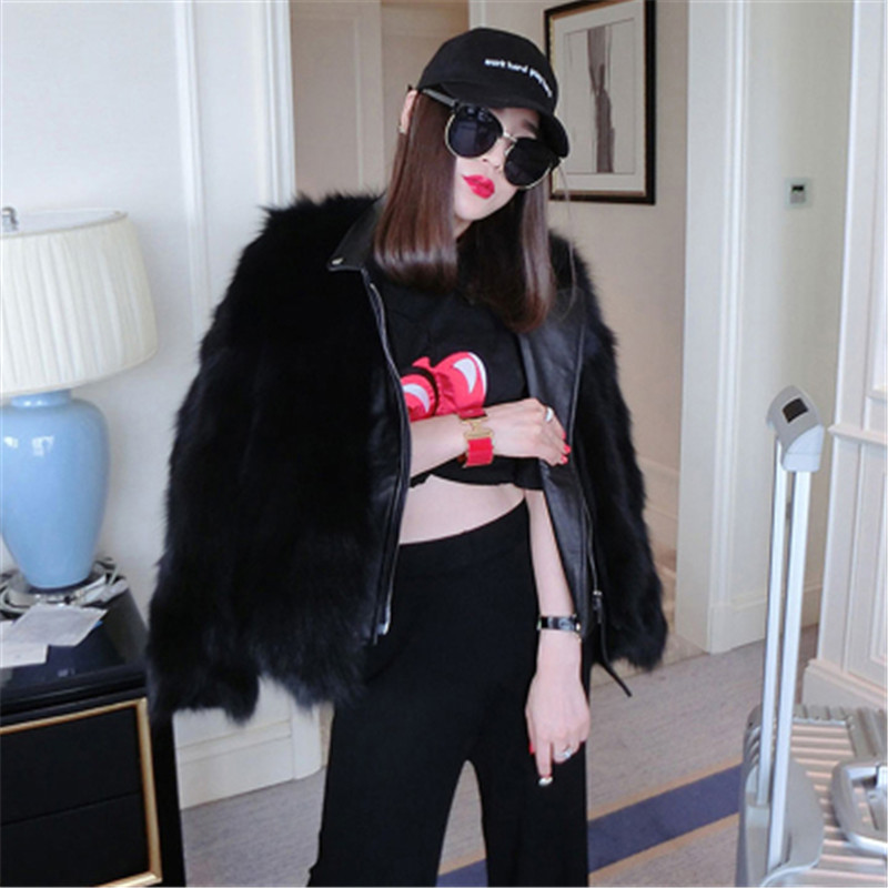 Autumn and winter fox fur fur women's motorcycle clothing imitation mink fur coat tide fashion noble