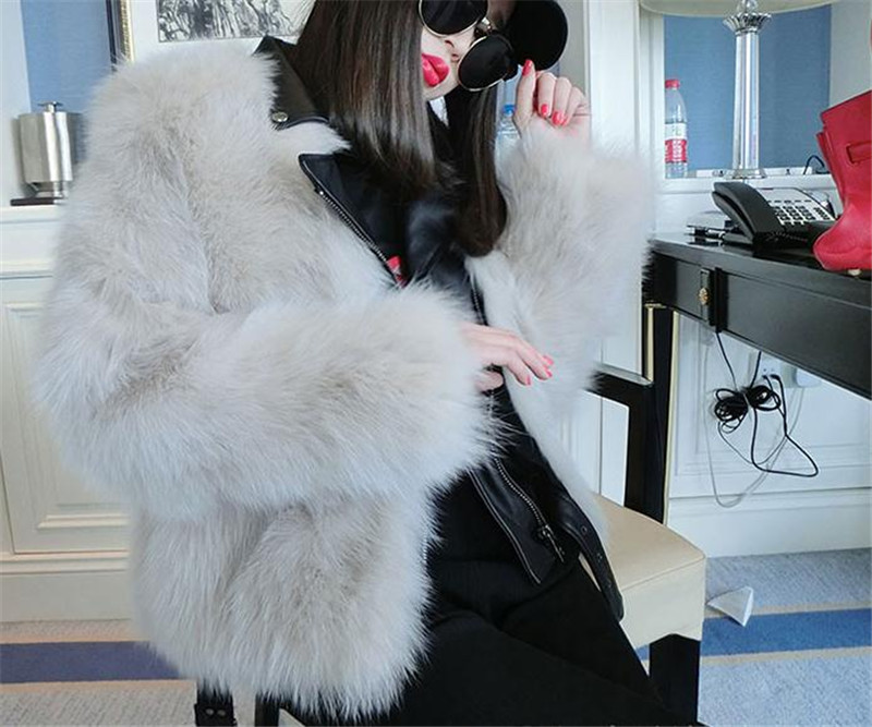 Autumn and winter fox fur fur women's motorcycle clothing imitation mink fur coat tide fashion noble