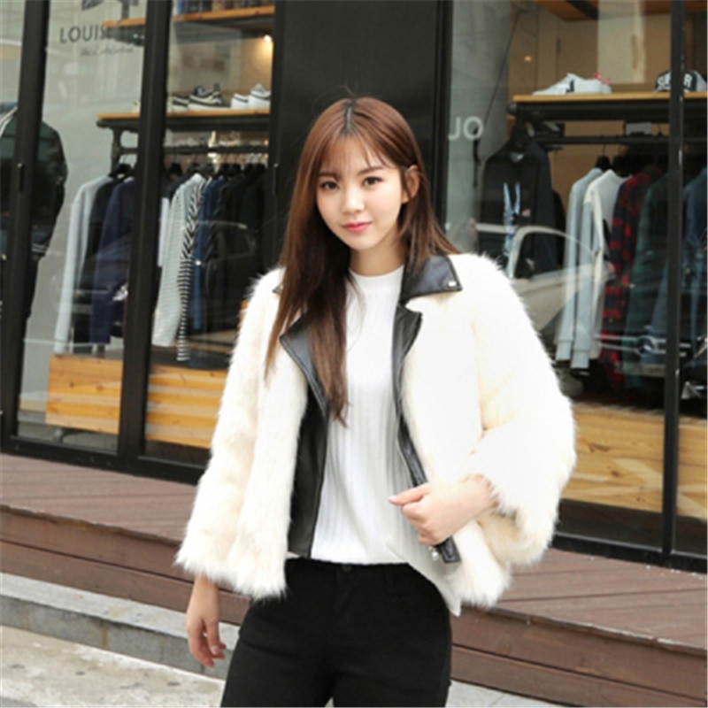 Autumn and winter fox fur fur women's motorcycle clothing imitation mink fur coat tide fashion noble