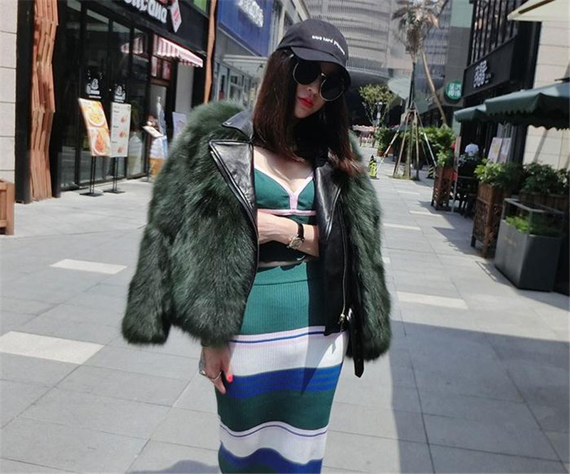 Autumn and winter fox fur fur women's motorcycle clothing imitation mink fur coat tide fashion noble