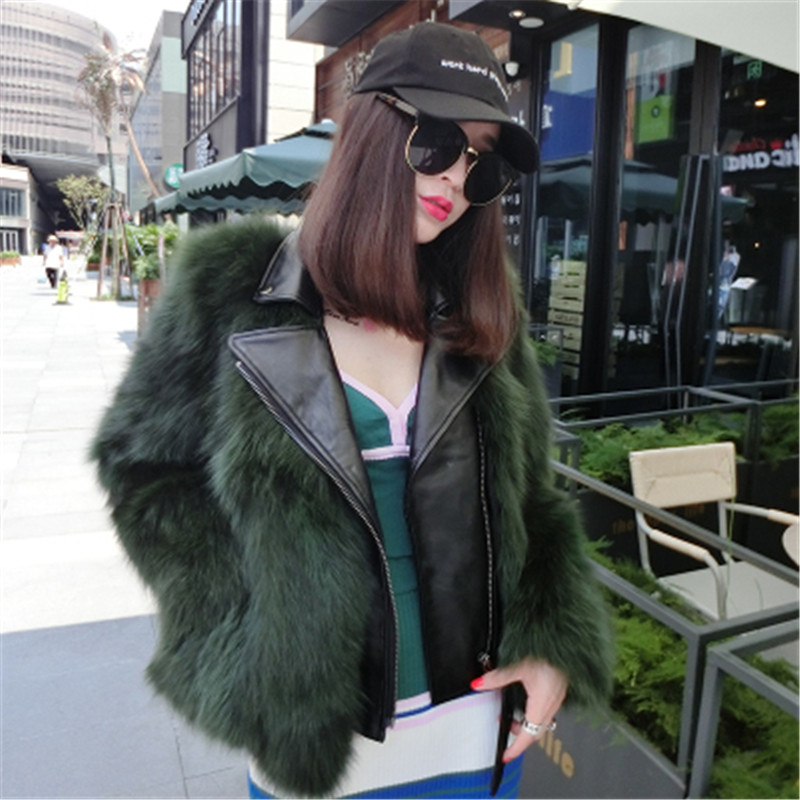 Autumn and winter fox fur fur women's motorcycle clothing imitation mink fur coat tide fashion noble