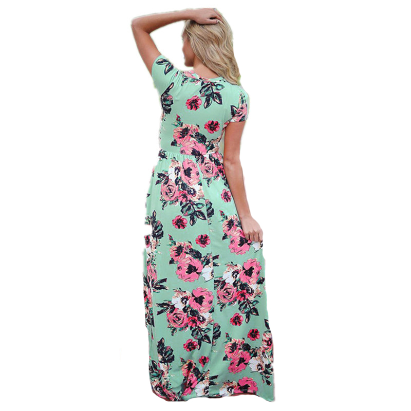 Dress 2019 Summer Long Dress Floral Print Boho Beach Dress Tunic Women Evening Party Dress Sundress