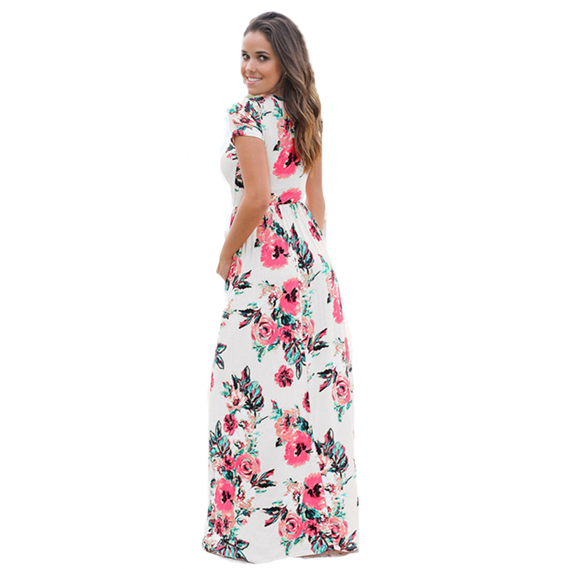 Dress 2019 Summer Long Dress Floral Print Boho Beach Dress Tunic Women Evening Party Dress Sundress