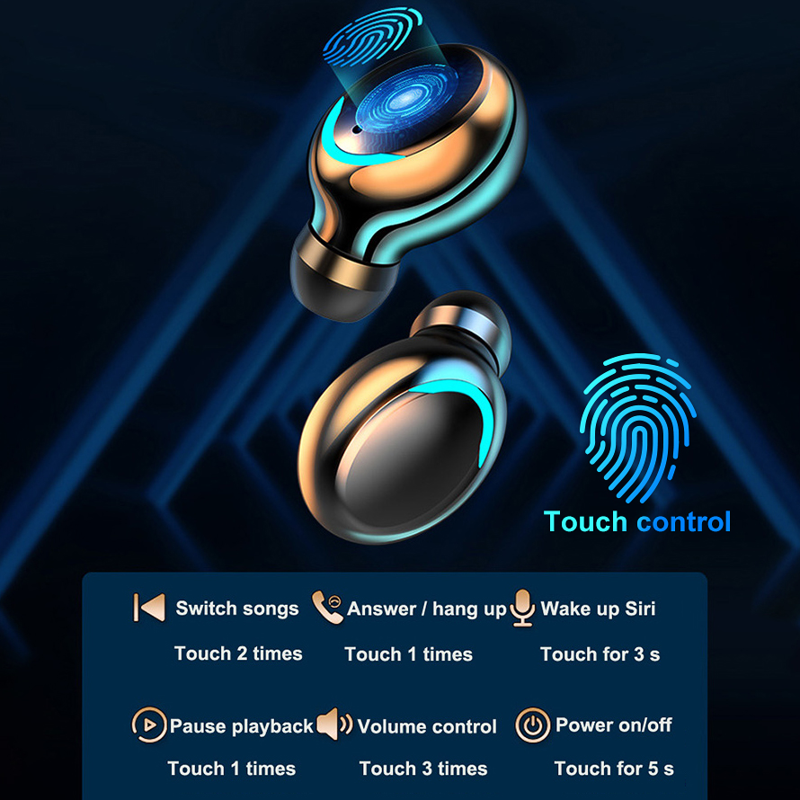 F9-5 Wireless Earphone Bluetooth 5.0 IPX7 Headsets Waterproof Earbuds Touch Key Earpieces With Mic