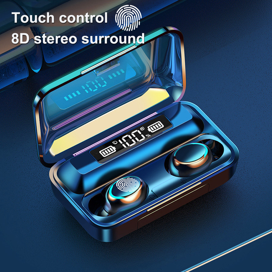F9-5 Wireless Earphone Bluetooth 5.0 IPX7 Headsets Waterproof Earbuds Touch Key Earpieces With Mic