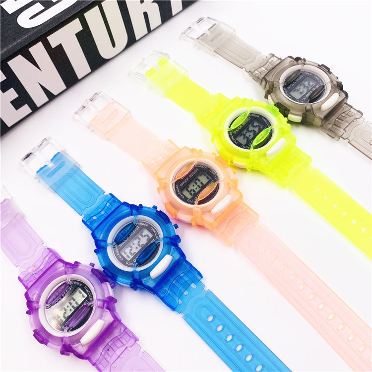 Child LED Digital Sport Watches Time Fashion Candy Color Wrist Watch Transparent Clock For Boy Girls Wristwatches Children Watches