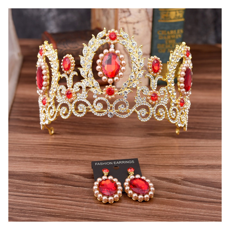 Luxury Wedding Crown Bridal Tiara Bridal Crown With Earring Rhinestone Luxurious Bride Hair Jewelry Sets Women Jewellery