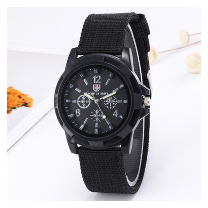 Fashion Military Sports Nylon Woven Belt Strap Watch Casual Wristwatch Men Army Outdoor Quartz Watch