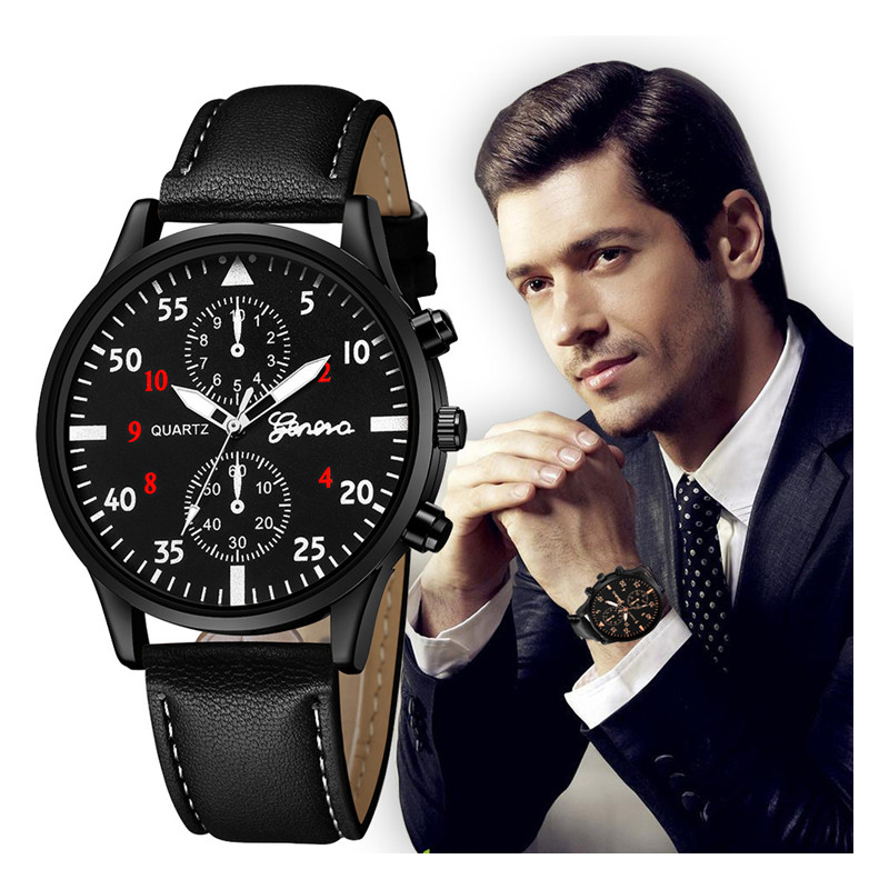 The Mens' Quartz Wrist Watches High Quality PU Leather Watch Strap Slim Dial Casual Waterproof