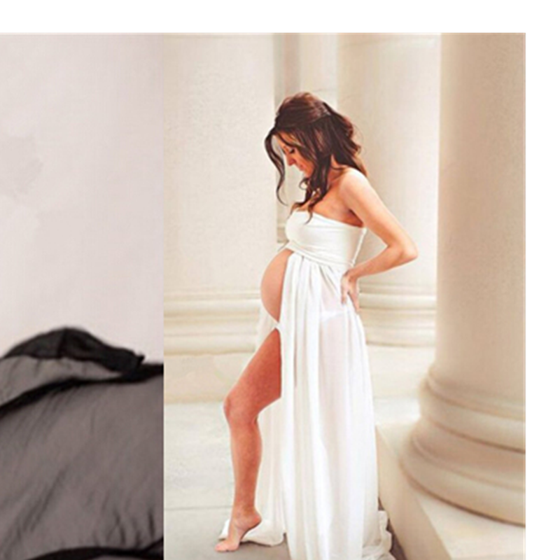 Sexy Maternity Dress for Photo Shoot Photography Women Pregnancy Dress Lace Long Strapless  Dress