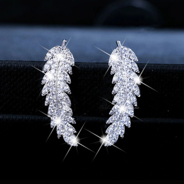 European Fashion Holiday gift Young People Jewelry Fashion Gold and silver leaves Eardrop