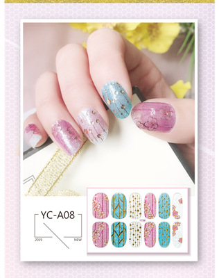Translucent Gradient Glitter Nail Sticker With Waterproof Manicure Sticker Gift 12 Stick A Sheet