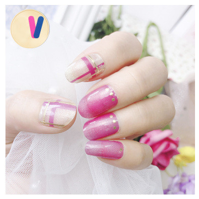 Fashion Violet White Gold W/Silver Thread Nail Sticker Waterproof Nail Sticker Finished Nail Sticker