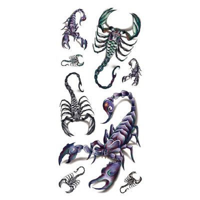 3D Tattoo Paste Rose Butterfly Scorpion Color Print Waterproof Tattoo Sticker Combination view 10